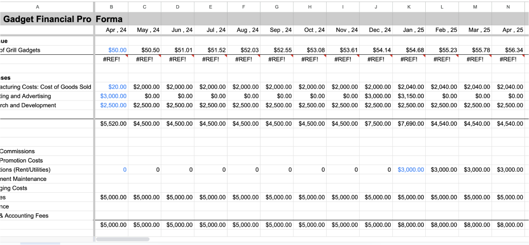 Financial Pro Forma